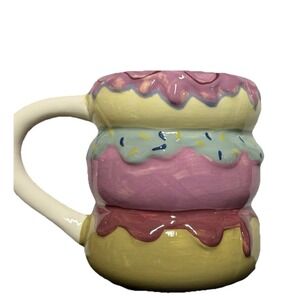 Donut‎ Shaped Coffee/Tea Mug Pink, Blue, Tan NEW